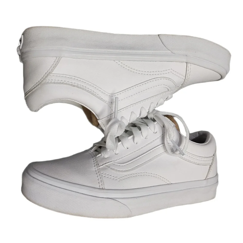 Vans Old Skool Platform Sneakers Mens US 4 White Athletic Low Top Lace Up 721356